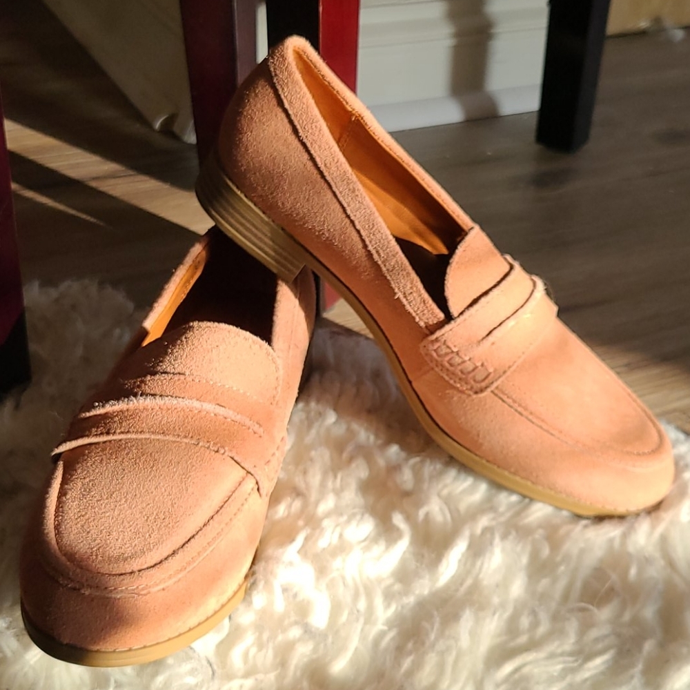 Pink Suede Loafers